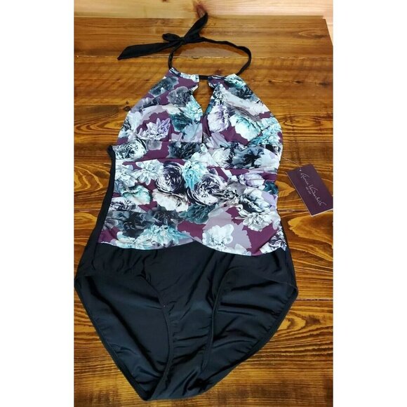 Gloria Vanderbilt 1 piece swimsuit size 10 - Picture 1 of 7